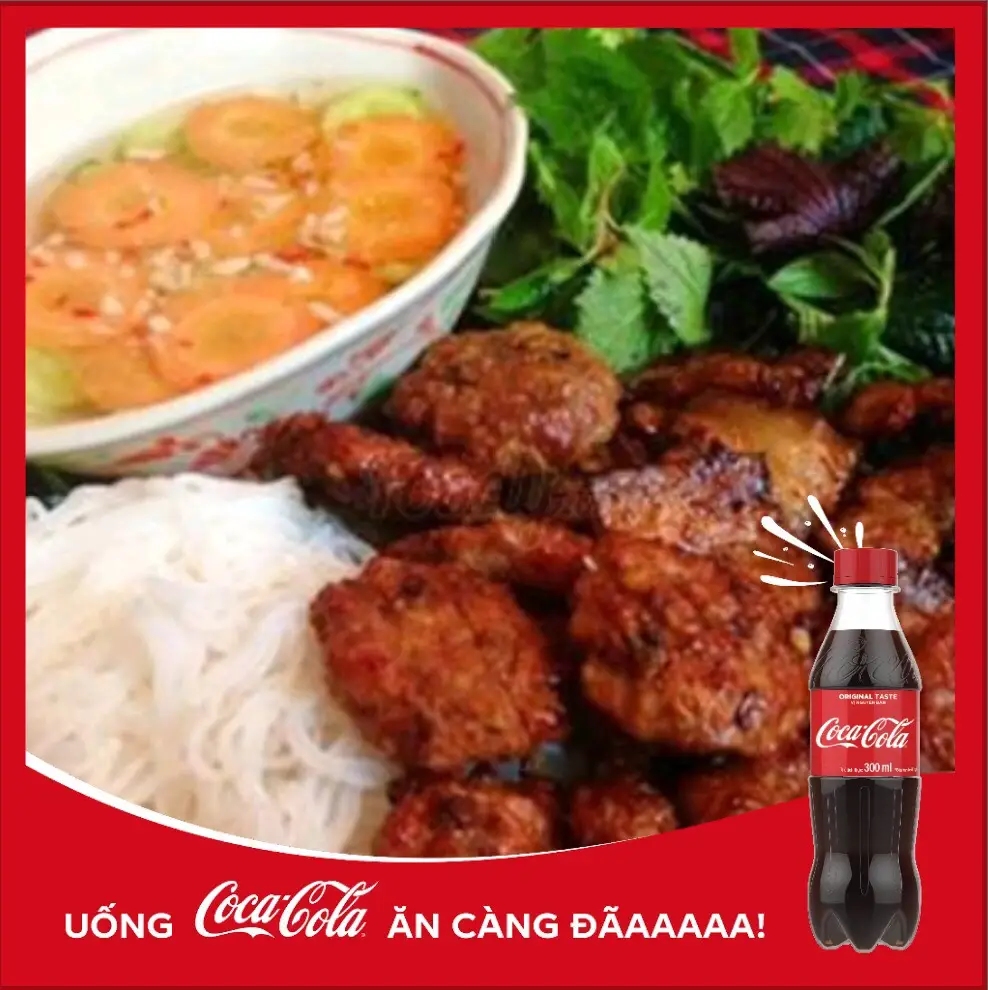 Hình ảnh Bún chả thịt lẫn + Coca ( không bao gồm dụng cụ ăn uống )