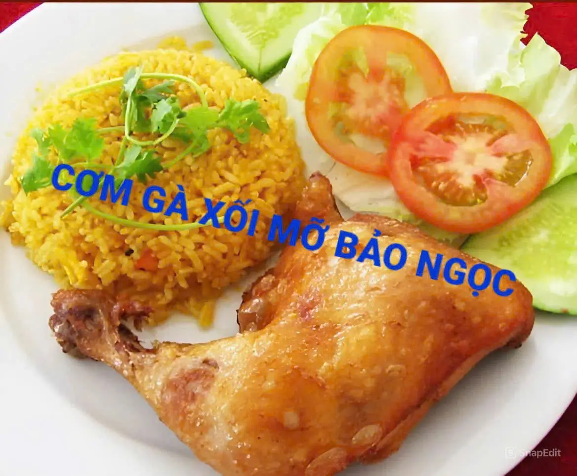Hình ảnh Cơm gà xối mỡ đùi góc tư