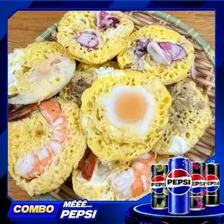 Hình ảnh Combo bánh thập cẩm tôm - mực - thịt - trứng - 1 nước ngọt Pepsico