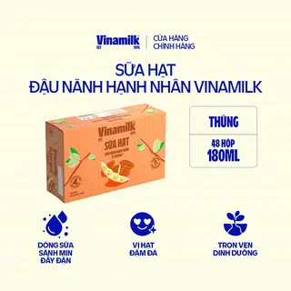 Hình ảnh Thùng 48 Hộp Sữa đậu nành Vinamilk hạt Hạnh nhân - Lốc 4 hộp x 180ml_05DH12_THG