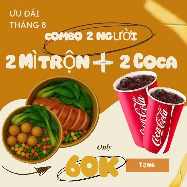 Hình ảnh combo đôi bạn đồng điệu ( 1 mì trộn cá viên 1 mì trộn xúc xích tặng kèm 2 coca)