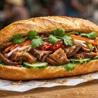 Hình ảnh Bánh mì kẹp phá lấu ( sẽ bị mềm nếu ship đi xa) 