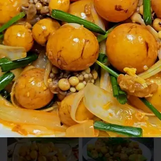 Hình ảnh Trứng gà non xào rau muống