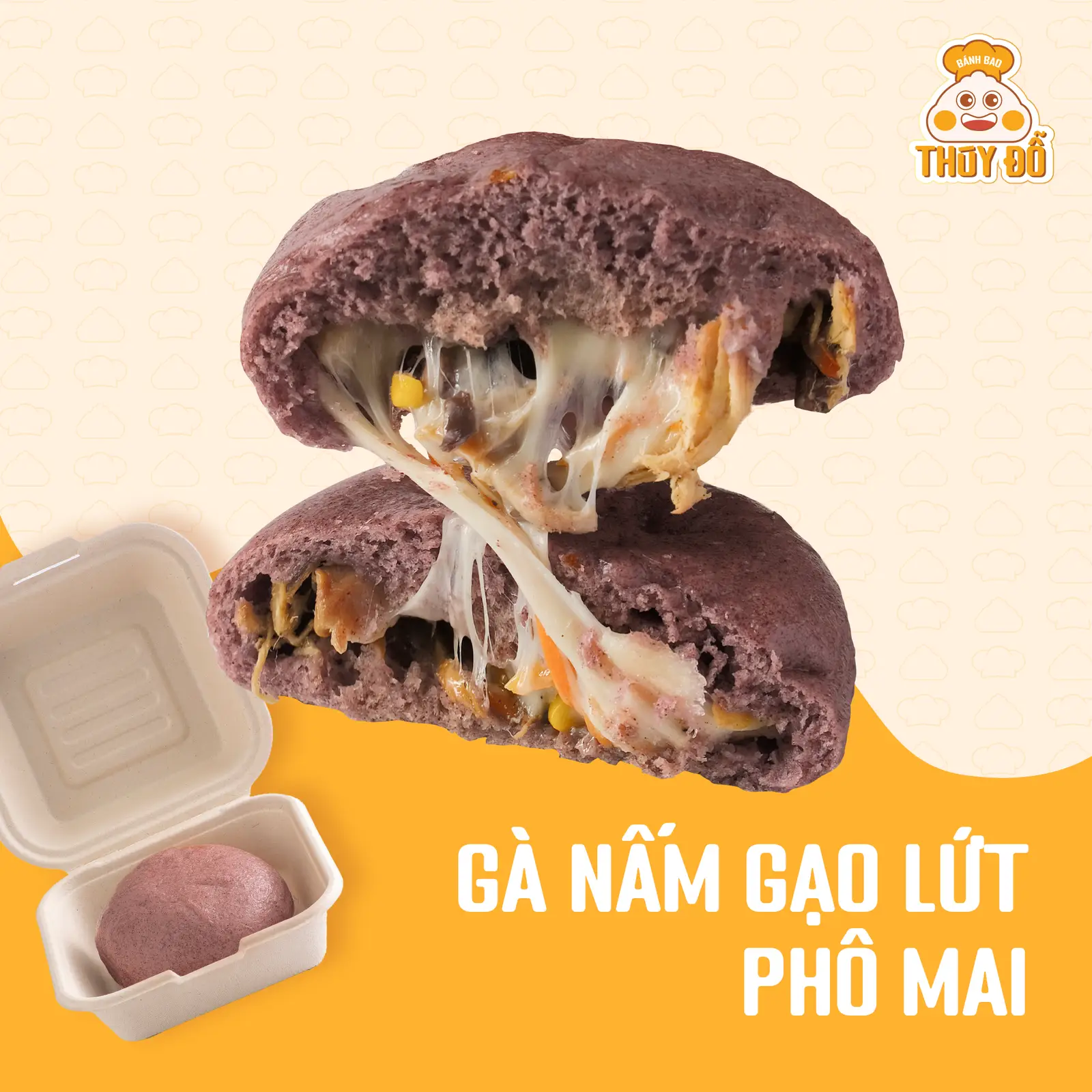 Hình ảnh Bánh Bao Gà Nấm Gạo Lứt Phô Mai