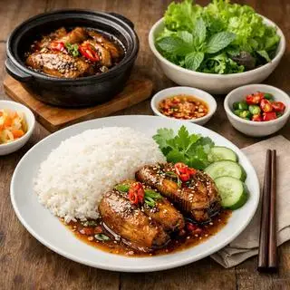 Hình ảnh Cơm cá basa kho