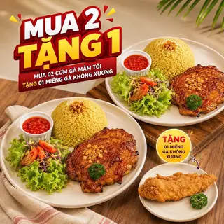 Hình ảnh [ Mua 2 tặng 1] - 02 Cơm gà mắm tỏi tặng 01 miếng gà không xương