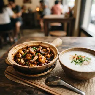 Hình ảnh 1 con ếch Singapore - 1 cháo trắng lá dứa