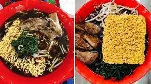 Hình ảnh Mì gà ác tần thuốc bắc ngải cứu