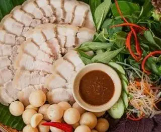 Hình ảnh Cơm Thịt luộc cà pháo mắm tôm