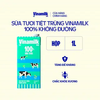 Hình ảnh Sữa tươi tiệt trùng Vinamilk 100% Không đường - Hộp giấy 1L_04ET02