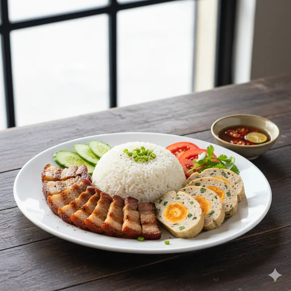 Hình ảnh Cơm tấm ba rọi rút sườn ngũ vị