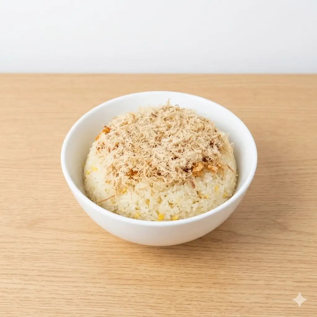 Hình ảnh Xôi trắng - chà bông - hành phi