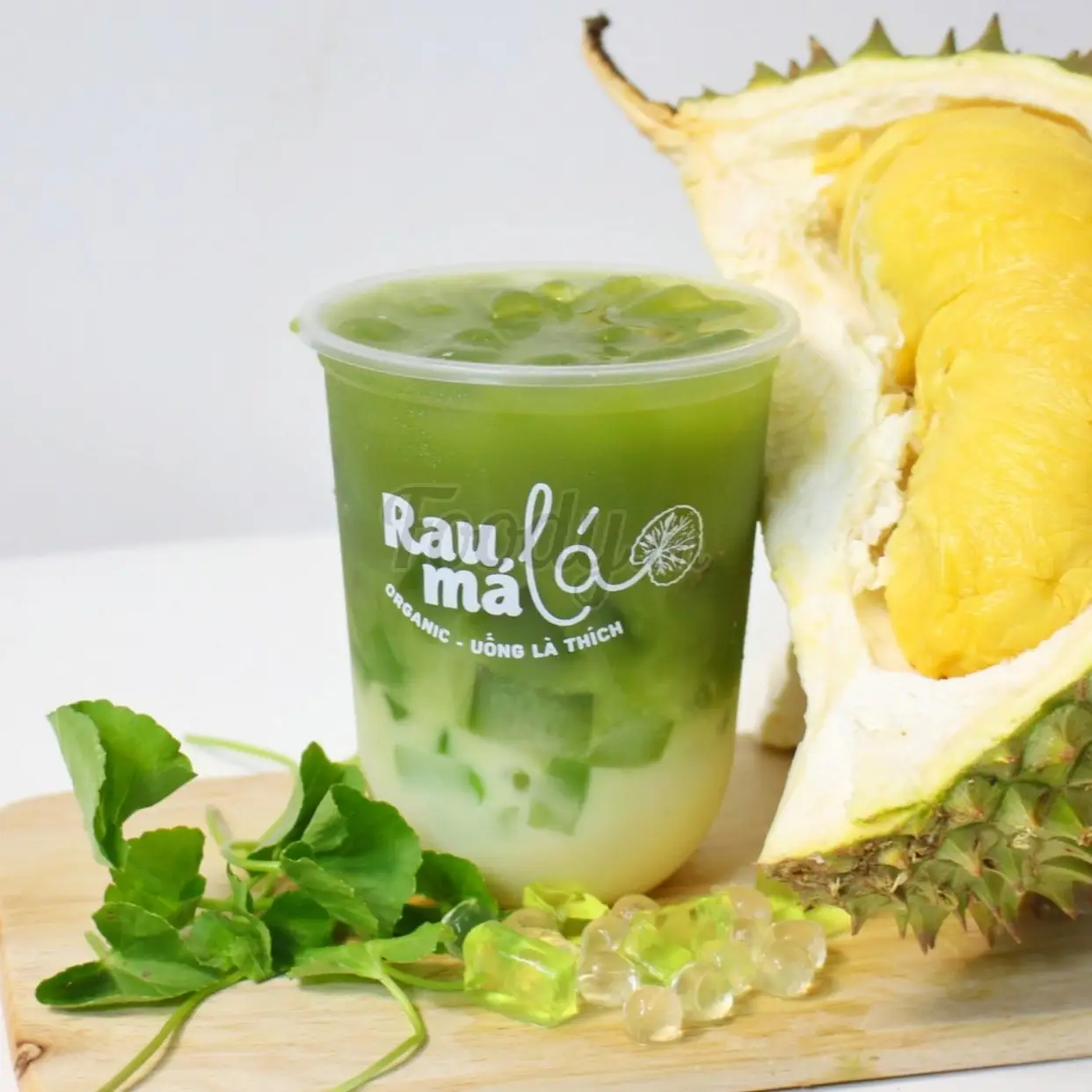 Hình ảnh Combo Số 5: Rau Má Sầu Riêng Sữa Dừa Tươi Kèm 3 Loại Topping