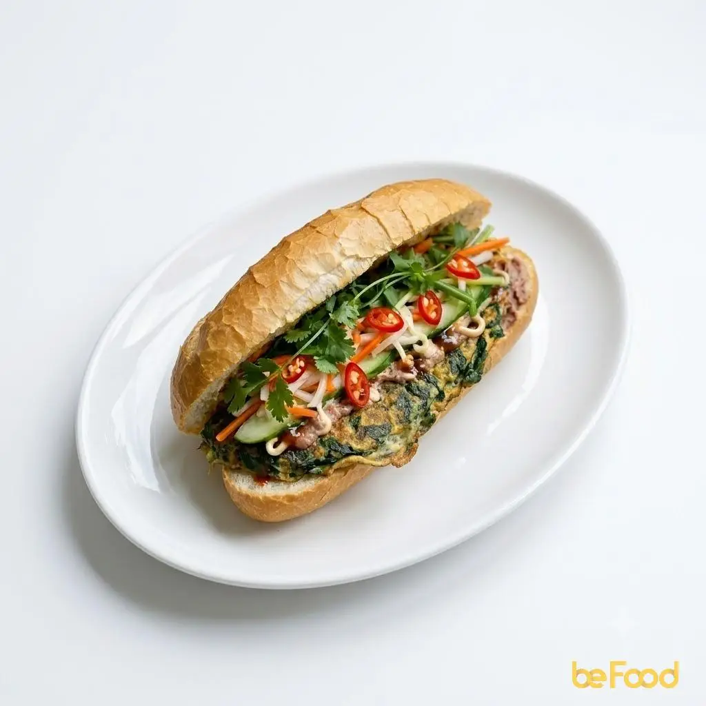 Hình ảnh Bánh mì trứng tráng lá lốt