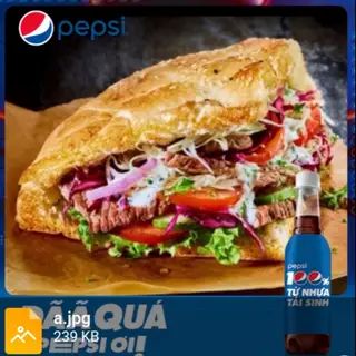 Hình ảnh Combo bánh mỳ doner đặc biệt - pepsi