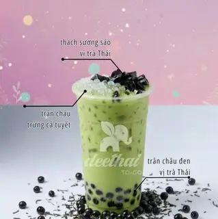 Hình ảnh Trà Thái xanh kèm 3 loại toppings - B9