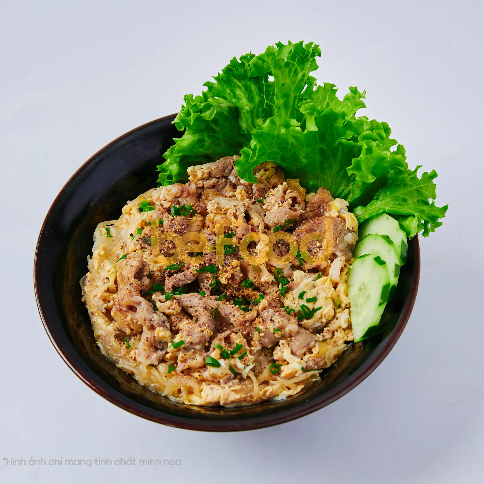 Hình ảnh Cơm bò gyudon phủ trứng - 牛肉の他人丼 ( thịt bò xắt nhỏ)