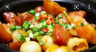 Hình ảnh ba rọi kho trứng cúc