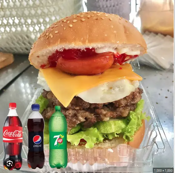 Hình ảnh Combo burger bò trứng phô mai - nước ngọt