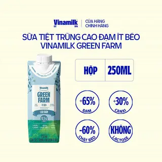 Hình ảnh Sữa Tươi Tiệt Trùng Cao Đạm Ít Béo Vinamilk Green Farm - Hộp 250ml _ 04GP21