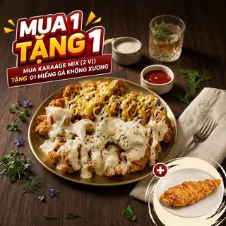 Hình ảnh [ mua 1 tặng 1] - Karaage mix ( 2 vị ) tặng 01 miếng gà không xương