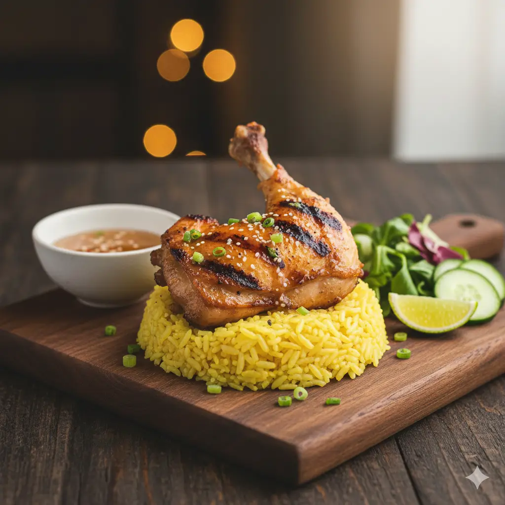 Hình ảnh Cơm Gà Nướng + Bì + Chả