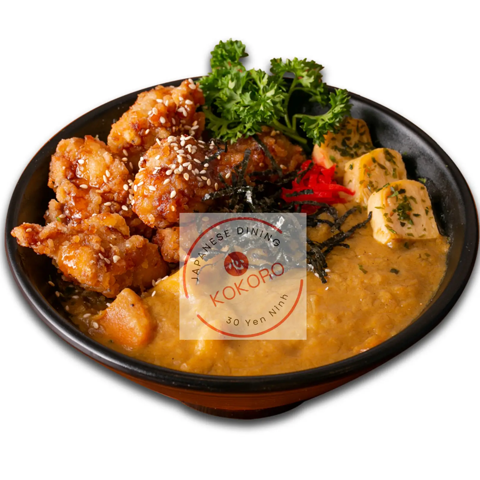 Hình ảnh Cơm cà ri gà rán karaage kèm súp miso