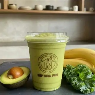 Hình ảnh Sinh tố bơ chuối cải xoăn kale - banana mix kale avocado smoothie