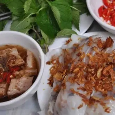 Hình ảnh Bánh Cuốn Nhân Hành Chả Quế - Thịt Nướng