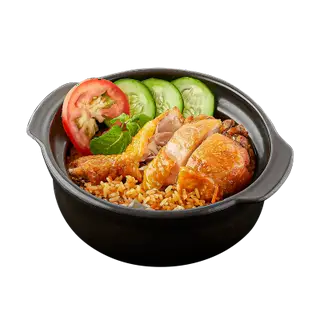 Hình ảnh Cơm rang thố đùi gà mắm tỏi