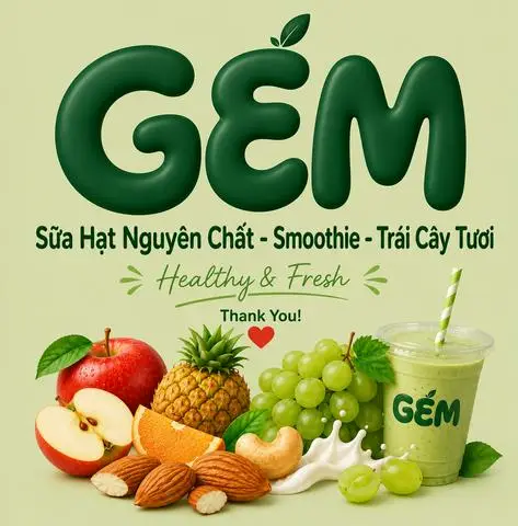 Hình ảnh GÉM - Sữa Hạt Nguyên Chất, Smoothie & Trái Cây Tươi - Ngõ Trại Cá