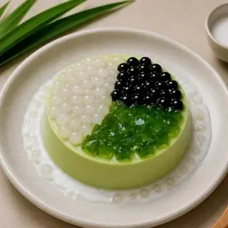 Hình ảnh Tàu hủ Singapore lá dừa full topping