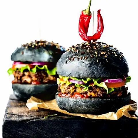 Hình ảnh Combo gà giòn bò than tre - burger tôm phô mai