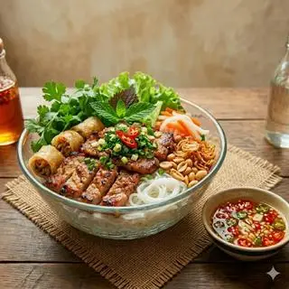 Hình ảnh Bún thịt nướng Vietnamese grilled pork noodles