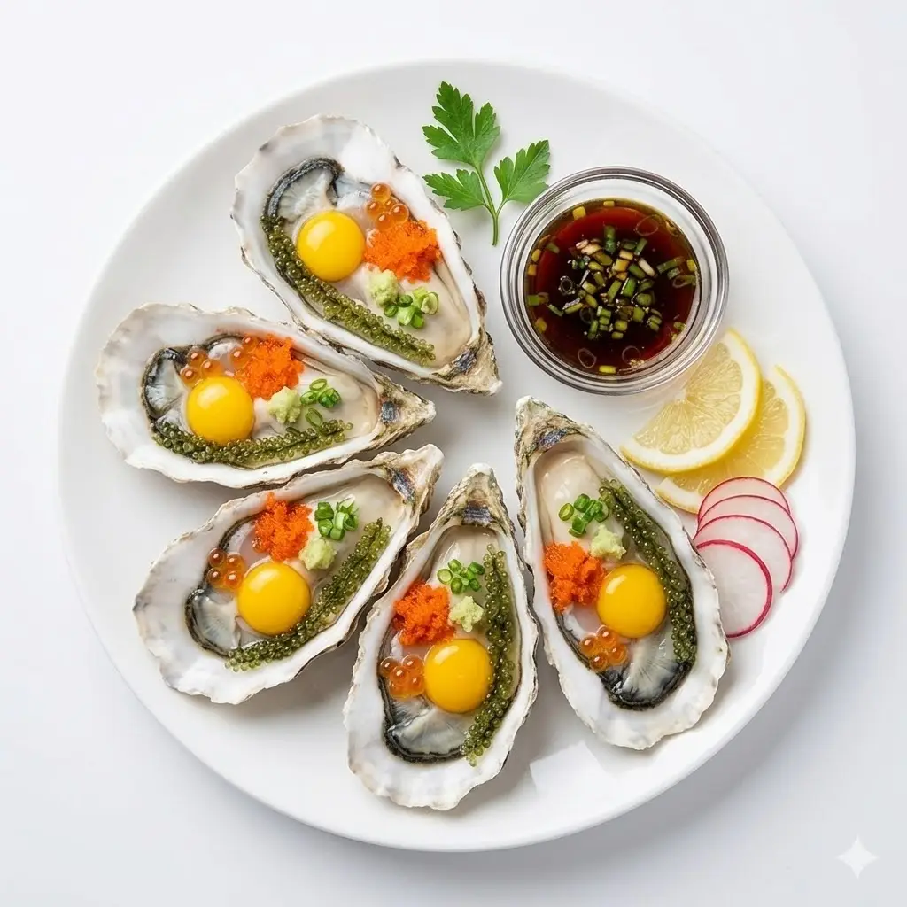 Hình ảnh Hàu Nhật sống sashimi - tabasco 6 con
