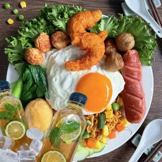 Hình ảnh Combo mì trộn thập cẩm VIÊN - trà chanh