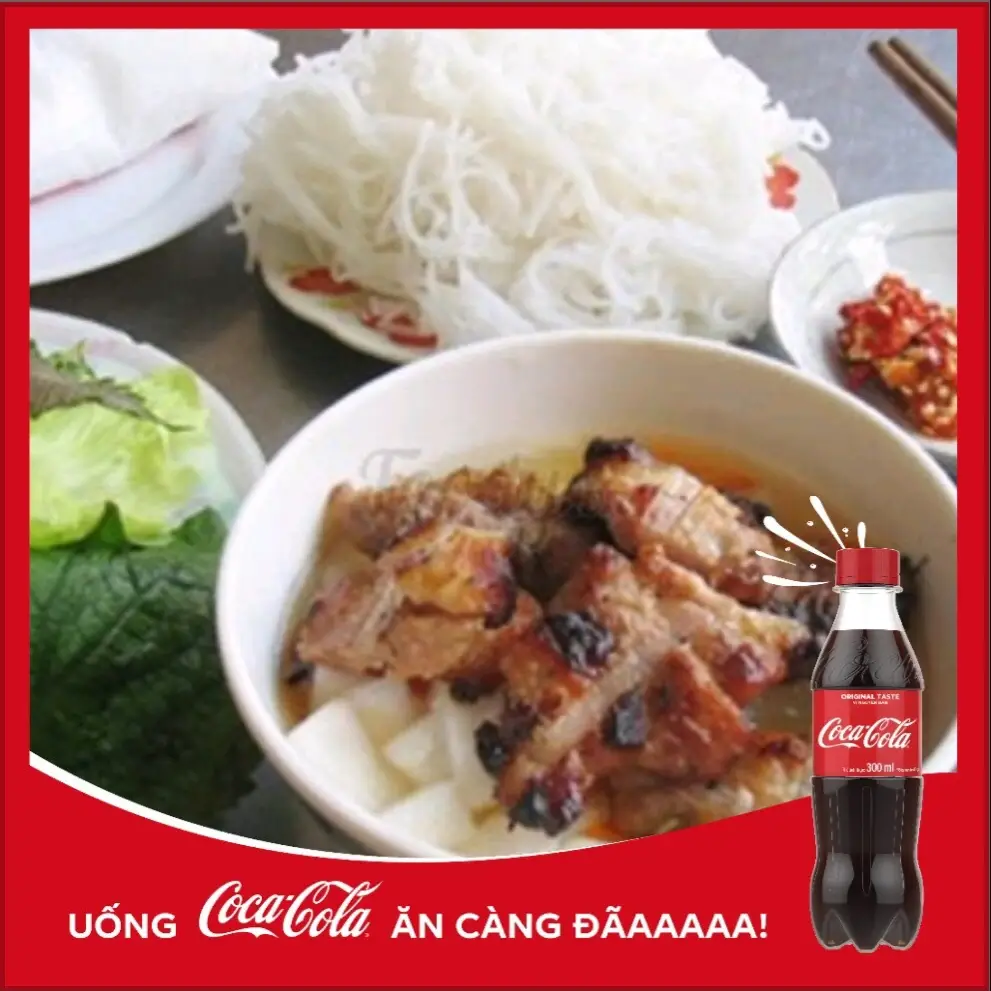 Hình ảnh Bún chả thịt miếng + Coca ( không bao gồm dụng cụ ăn uống )