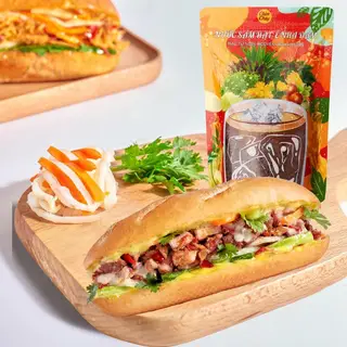 Hình ảnh Bánh mì thịt nướng - nước sâm hạt é nha đam