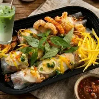 Hình ảnh Combo 3 - bánh tráng cuốn - matcha latte