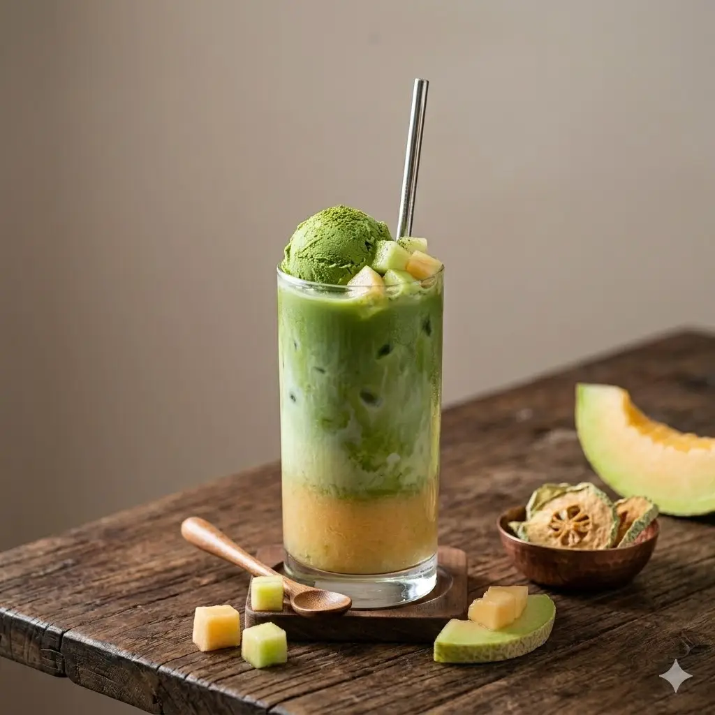 Hình ảnh Matcha latte dưa lưới