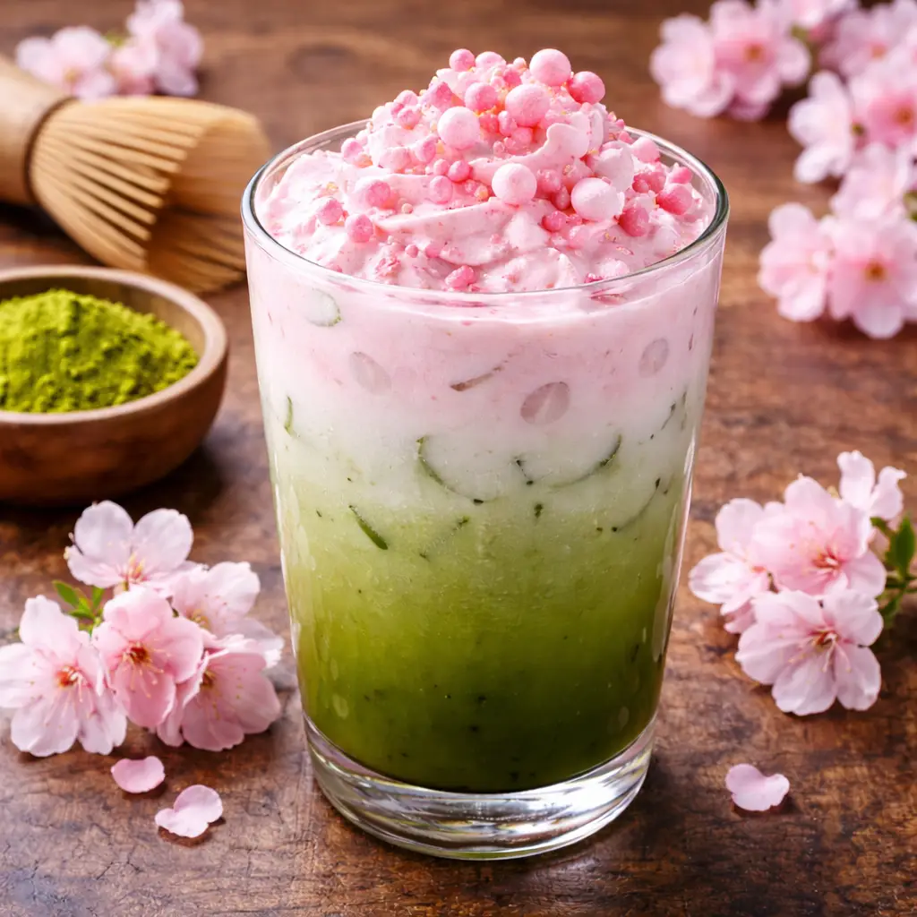 Hình ảnh Matcha sakura hoa anh đào