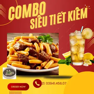 Hình ảnh Combo nui bò sốt tiêu ngập trứng - canh rong biển