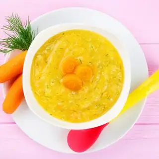 Hình ảnh Cháo óc heo cà rốt bí đỏ