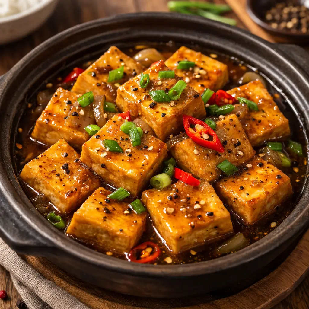 Hình ảnh Đậu hũ kho + đồ xào + canh