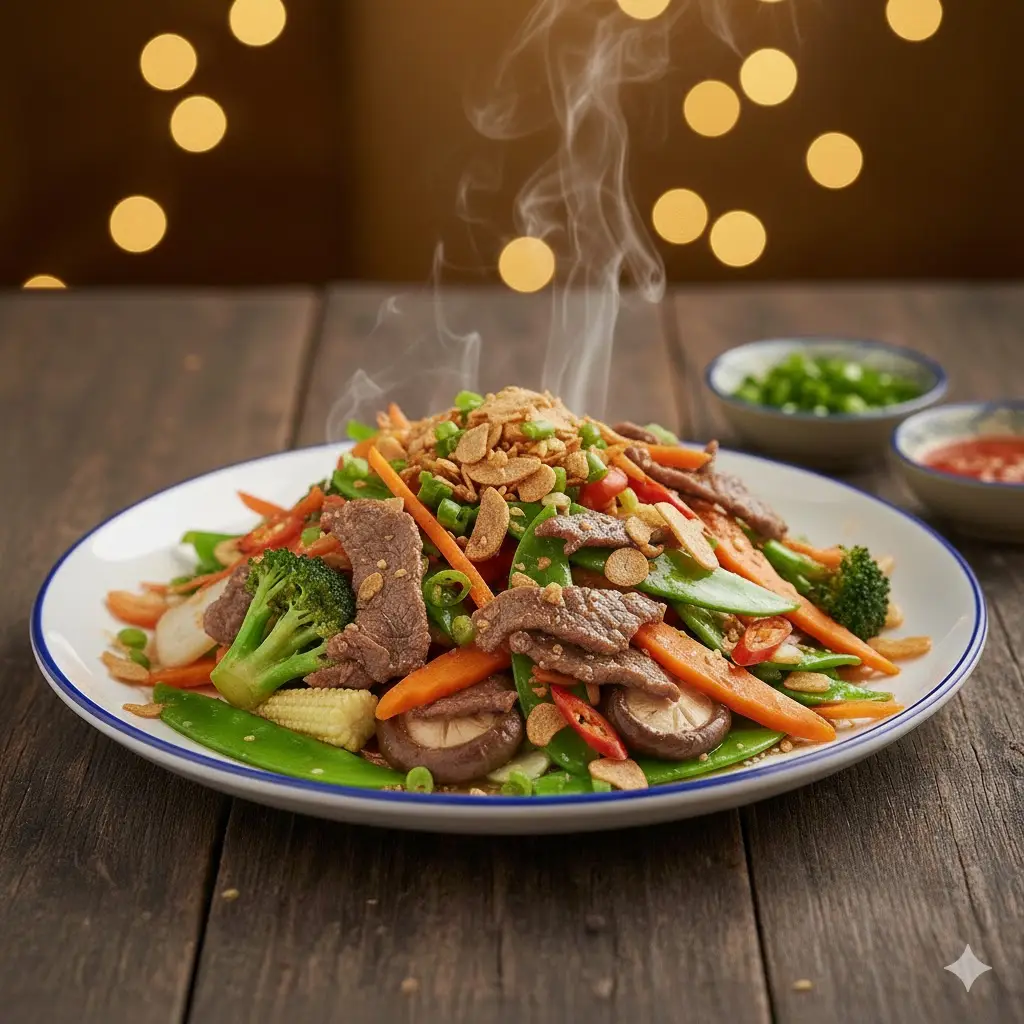 Hình ảnh Cơm bò xào cải thập cẩm