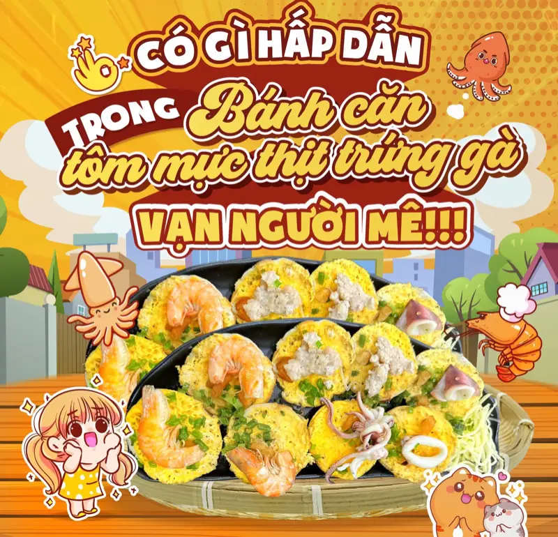 Hình ảnh Bánh căn (Cẩm) tôm mực thịt trứng gà