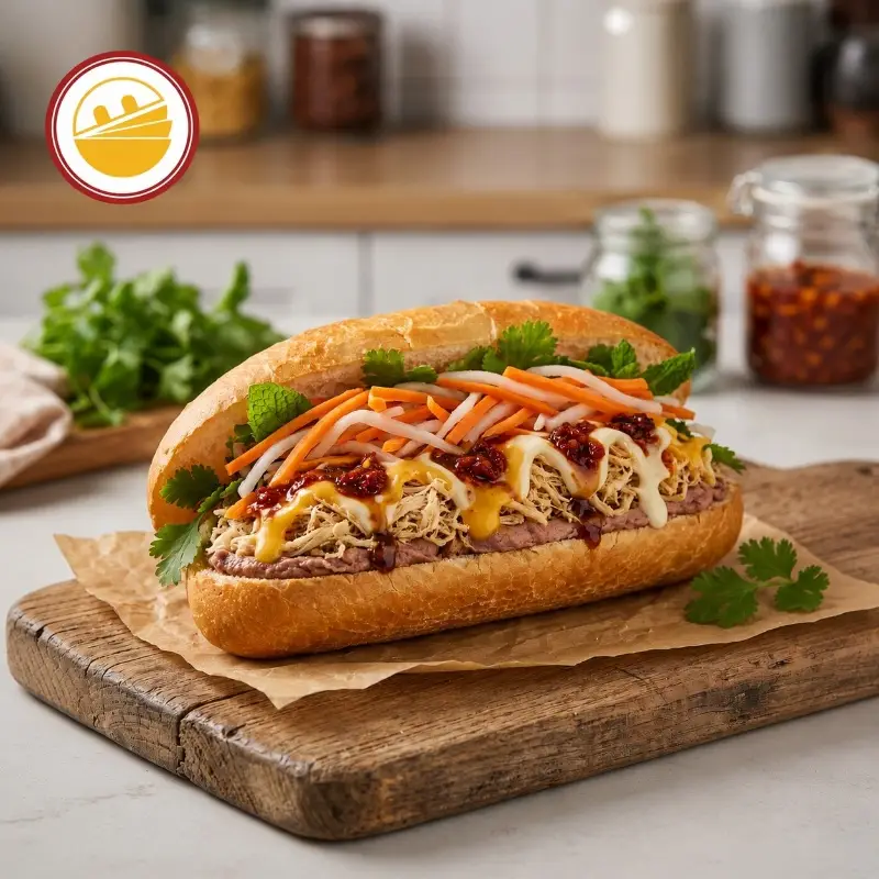 Hình ảnh BÁNH MÌ PATE GÀ XÉ BƠ TỎI