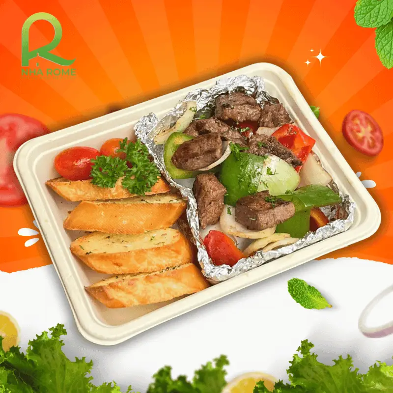 Hình ảnh BÒ AUKOBEE LÚC LẮC SỐT TIÊU ĐEN (BÁNH MÌ BƠ TỎI)