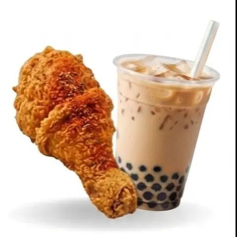 Hình ảnh combo 1 gà + 1 trà sữa 