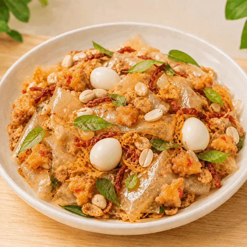 Hình ảnh Bánh tráng phơi sương trộn tép mỡ